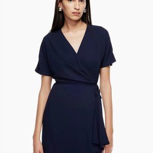 Babaton Aritzia Wallace wrap dress pure indigo XXS